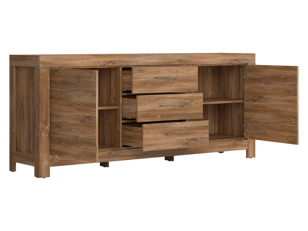 Cómoda Gent 200 cm con 2 puertas y 3 cajones roble stirling