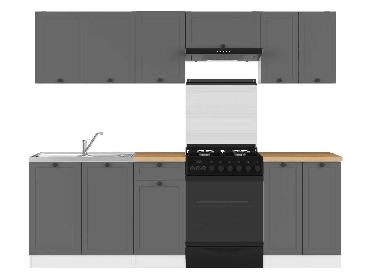 Conjunto de cocina Junona Line 240 cm grafito con encimera