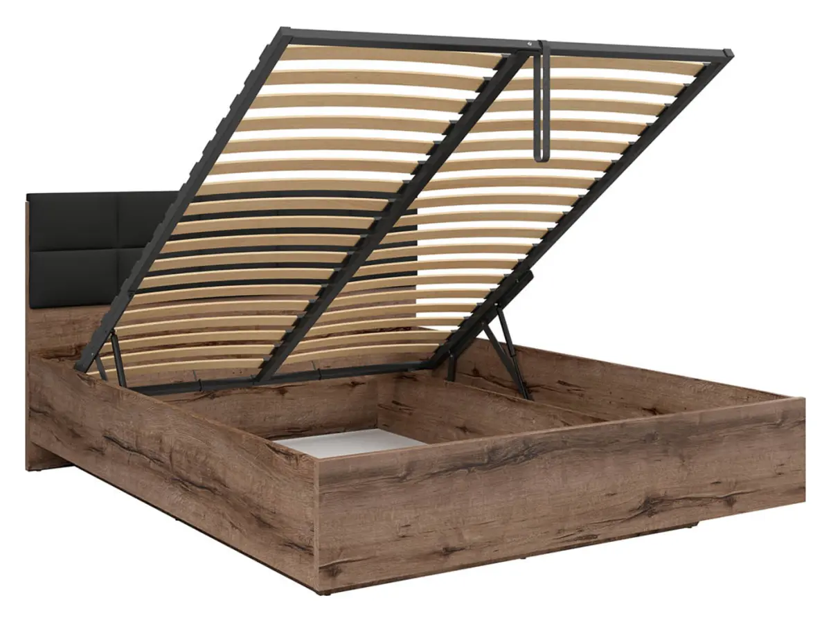 Cama Kassel B1 180x200 con somier y contenedor roble monastery