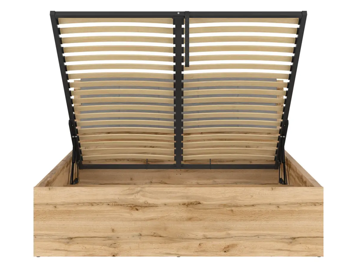 Łóżko Tetrix 160x200 ze stelażem i pojemnikiem dąb wotan