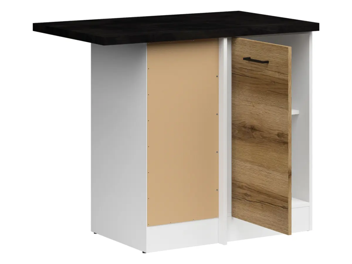 Armario bajo de cocina de rincón Junona Line izquierdo con encimera roble delano claro, con encimera ocupa un rincón de 100x60 cm