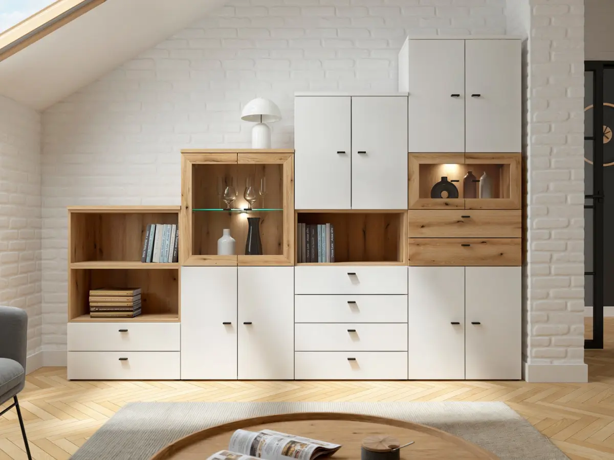 Vitrina System 64 con 2 puertas roble coast evoke