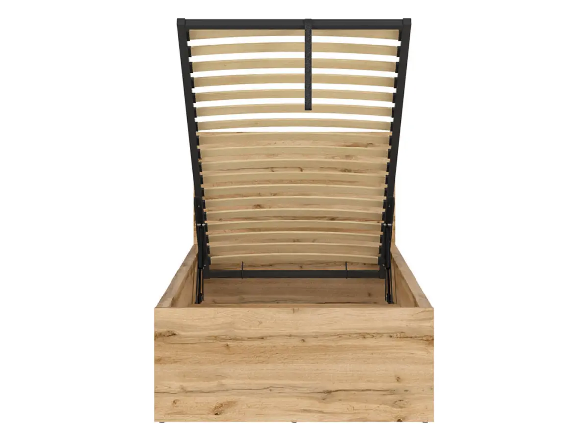 Cama Tetrix 90x200 con somier y contenedor roble wotan