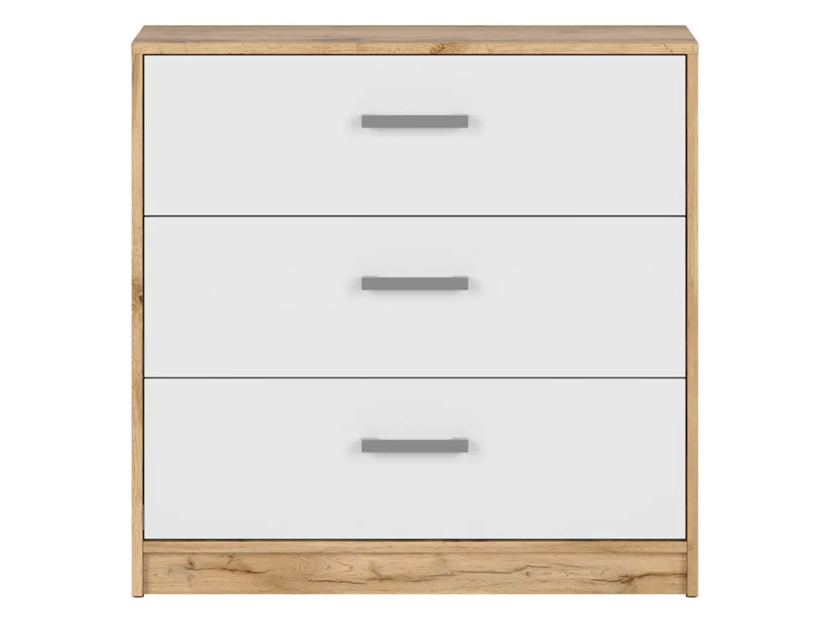 Cómoda Matos 80 cm con 3 cajones roble wotan/blanco
