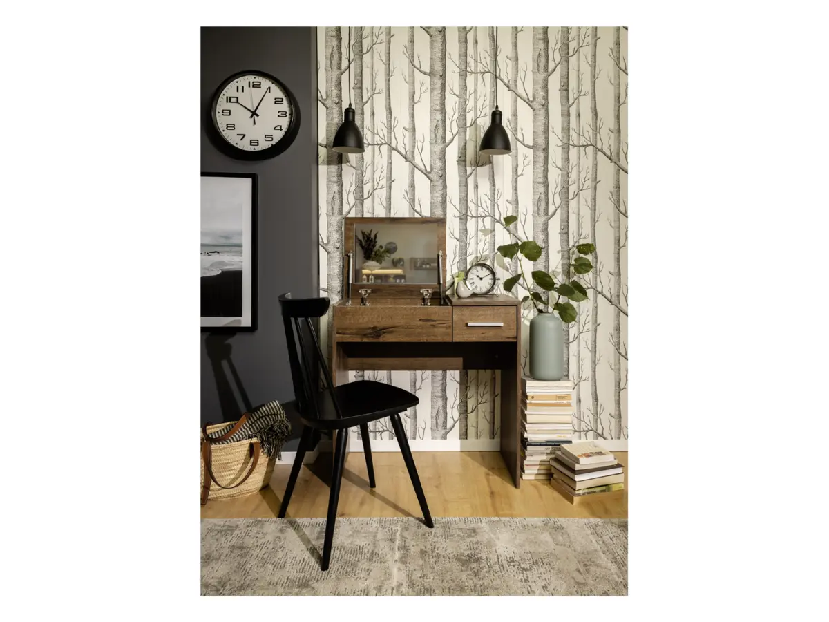 Tocador Nepo Plus 80 cm con cajón, compartimento y espejo roble noble