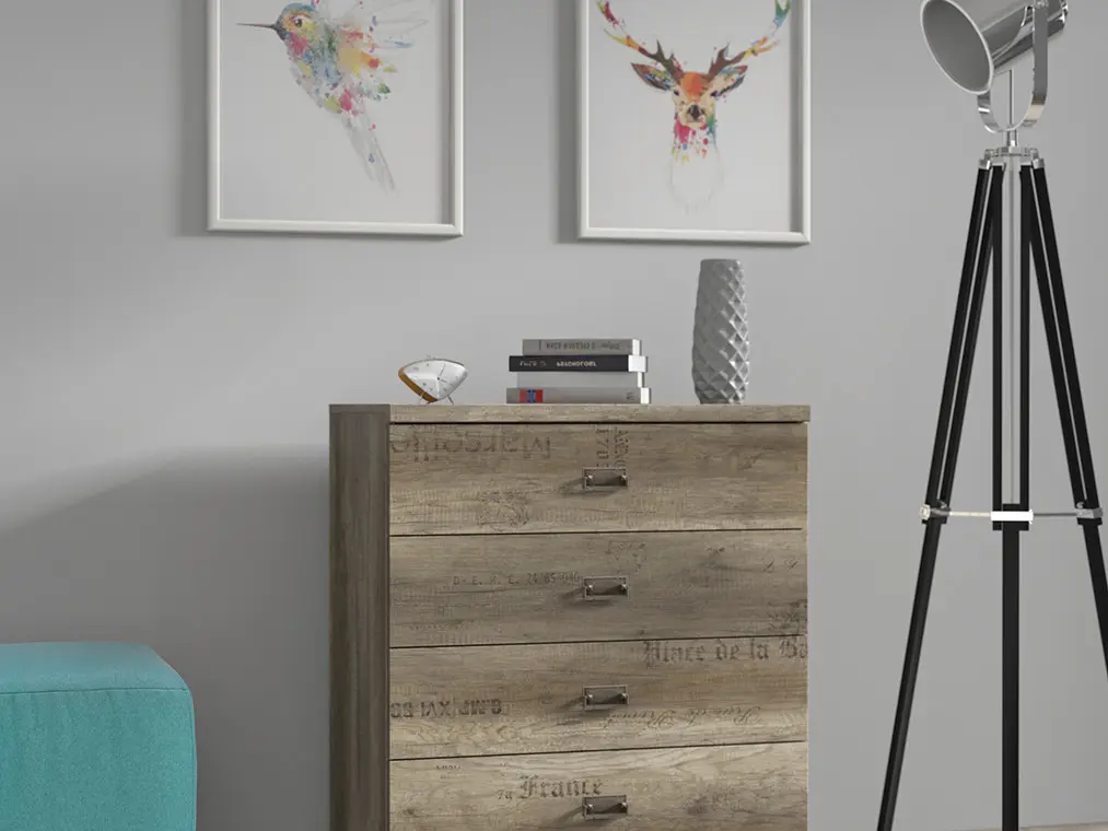 Комод Malcolm 80 см с 4 ящиками дуб canyon monument принт