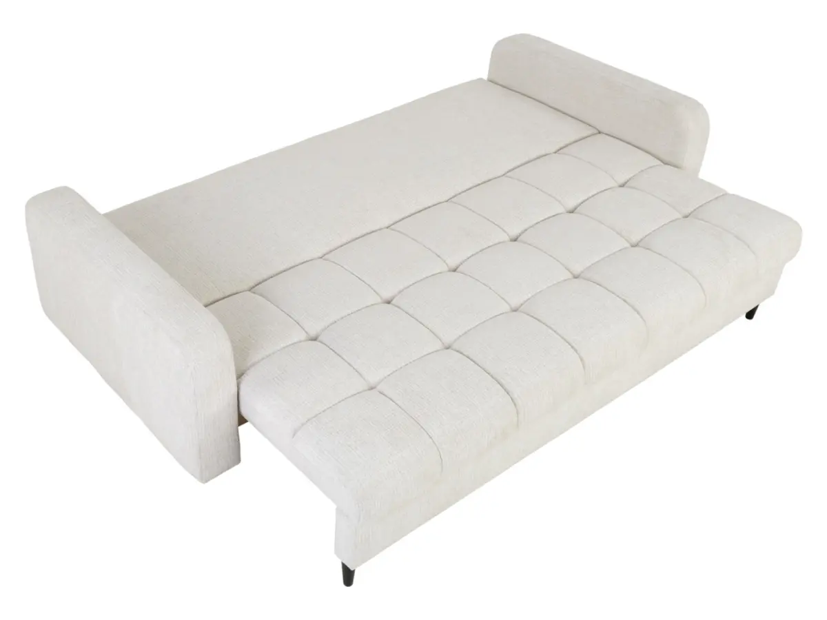 Диван тримісний Sorella розкладний з нішею для білизни шеніловий перловий