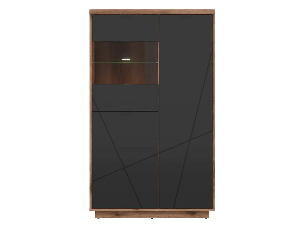 Vitrina Forn 94 cm con 3 puertas roble delano oscuro/negro mate