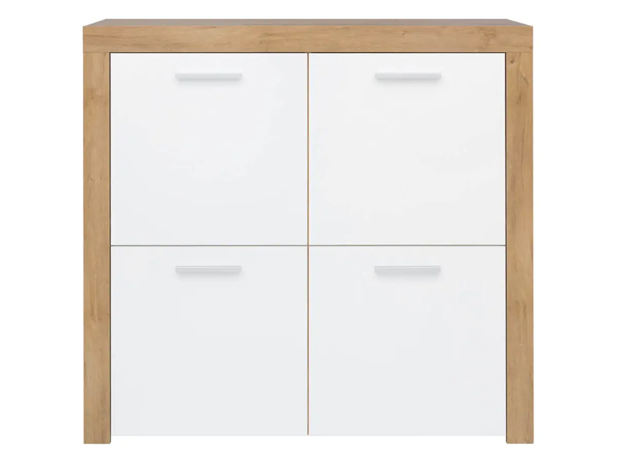 Armario Balder 104 cm de cuatro puertas roble riviera/blanco brillo