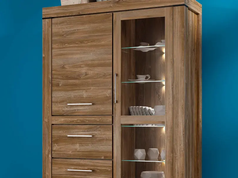 Витрина Gent 115 см с 2 дверями и 2 ящиками дуб стирлинг