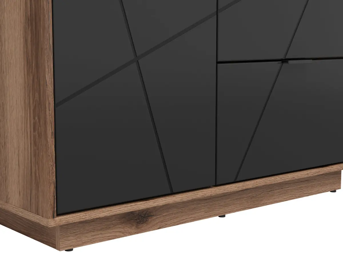 Armario de dos puertas Forn con cajones roble delano oscuro/negro mate