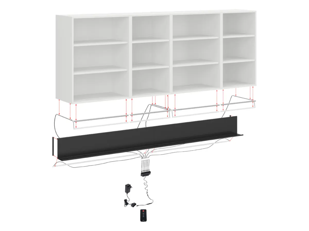 Iluminación LED con estante 210 cm para cocina Milino negra