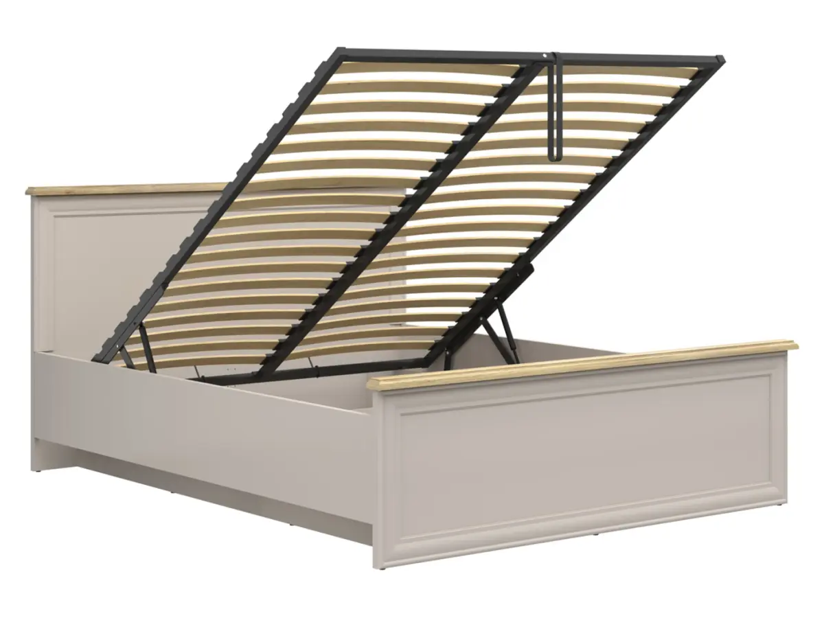 Cama Anga B 160x200 con somier y contenedor cachemira/roble mauvella