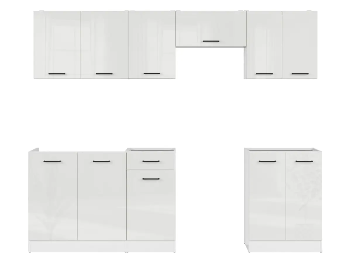 Кухонний гарнітур Junona Line 240 см крейдовий глянець без стільниці