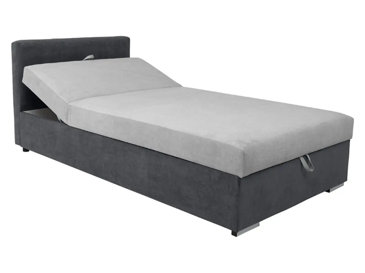 Sofá cama Rico con contenedor y respaldo ajustable gris