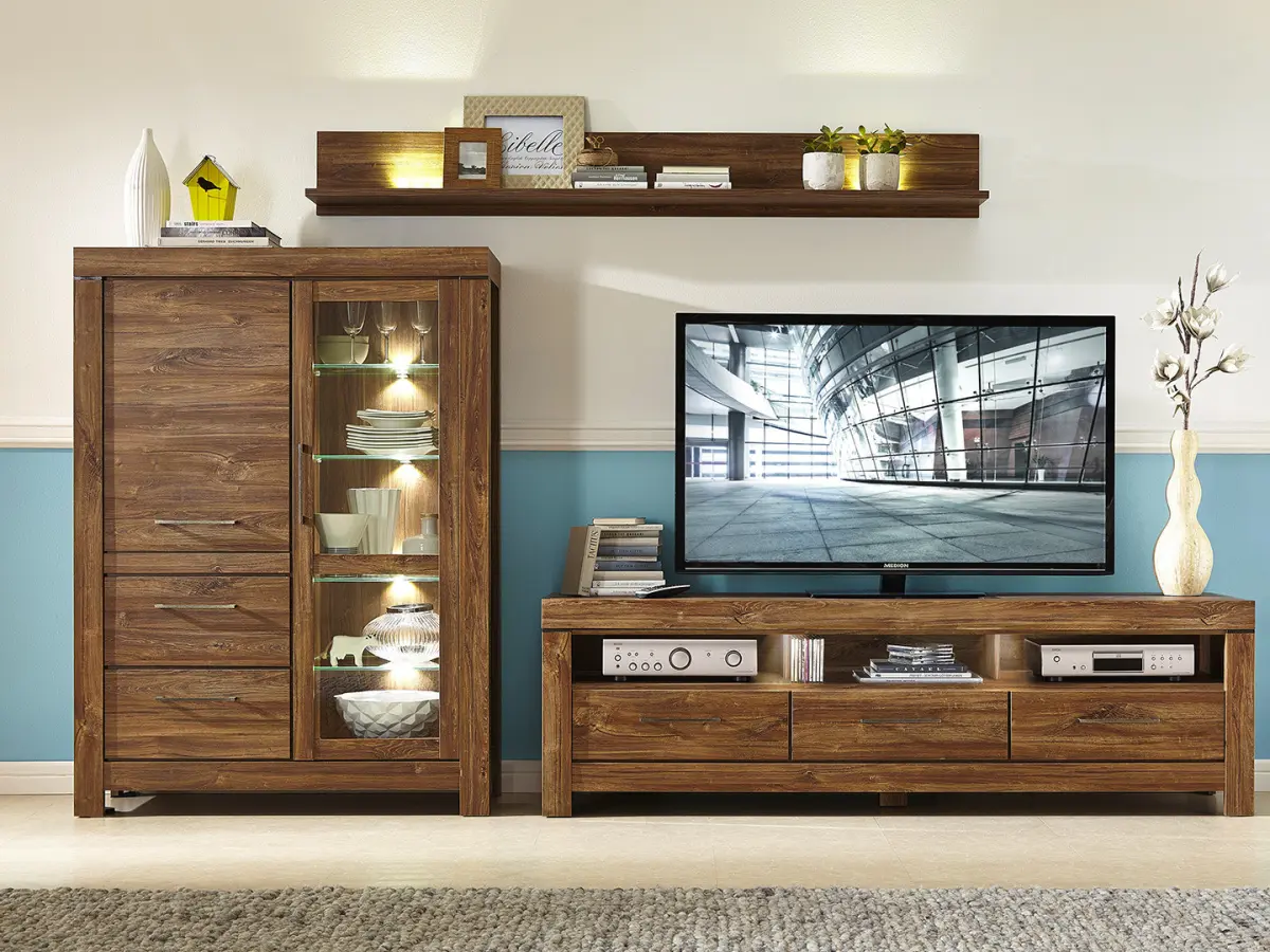 Витрина Gent 115 см с 2 дверями и 2 ящиками дуб стирлинг