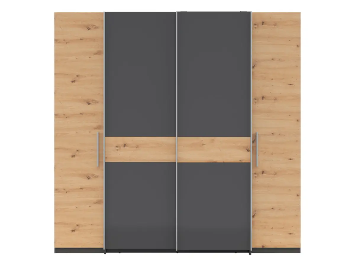 Armario de puertas correderas Fabio 215 cm grafito/roble artisan