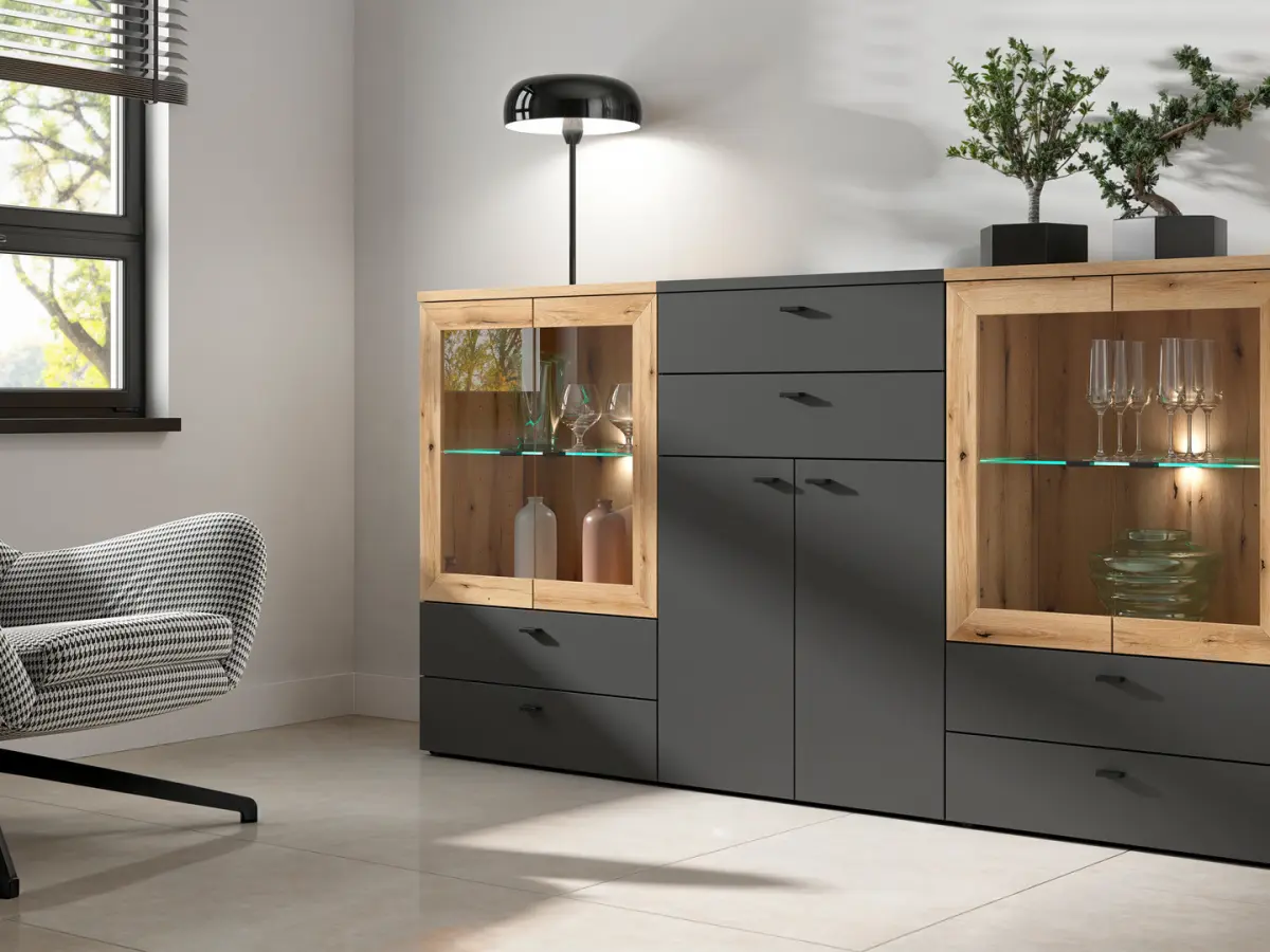 Комод System 64 с 2 ящиками графитовый