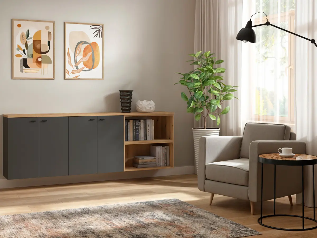 Armario System 64 con 2 puertas grafito