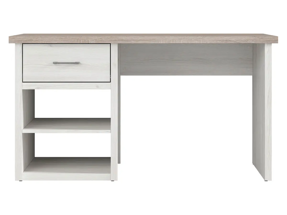 Escritorio Luca Juzi 141 cm con cajón y estantes alerce sibiu claro