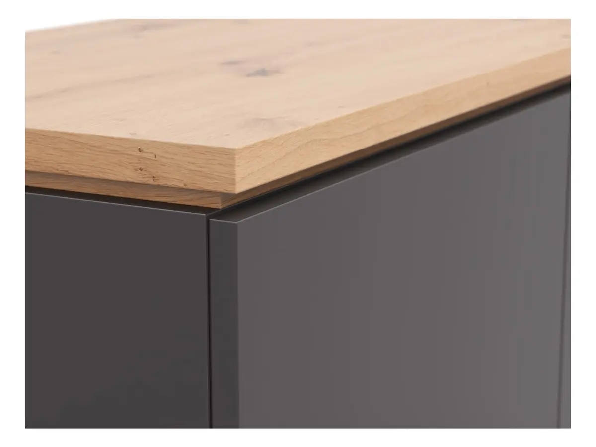 Cómoda Yamael 100 cm con 3 puertas y cajones grafito/roble artisan