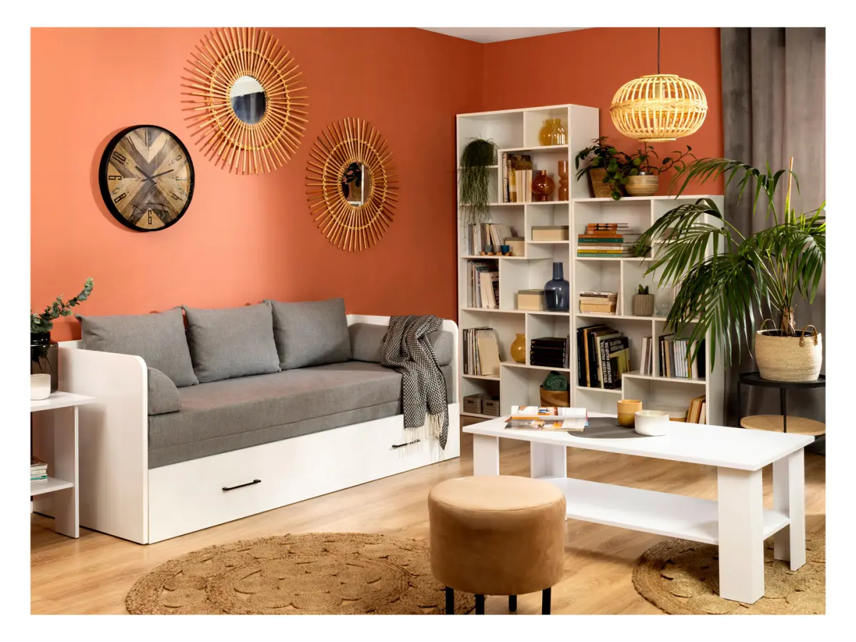 Ława Nepo Plus 115x56 z półką biała