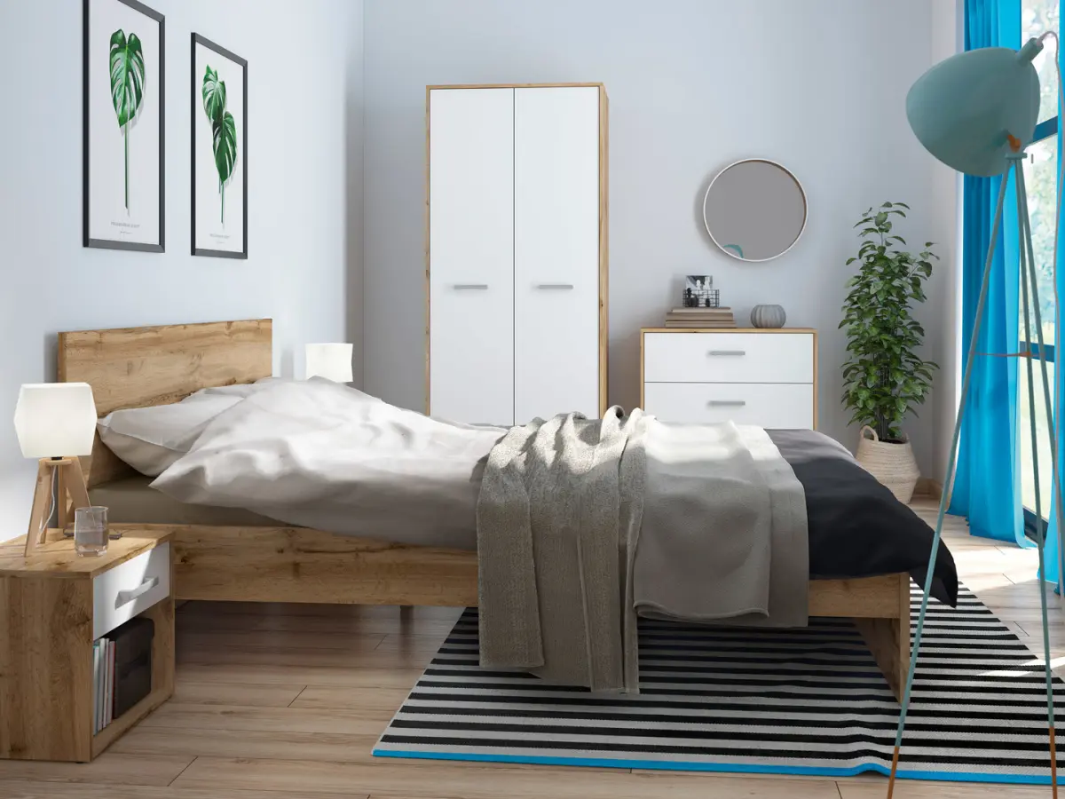 Armario de dos puertas Matos 80 cm roble wotan/blanco