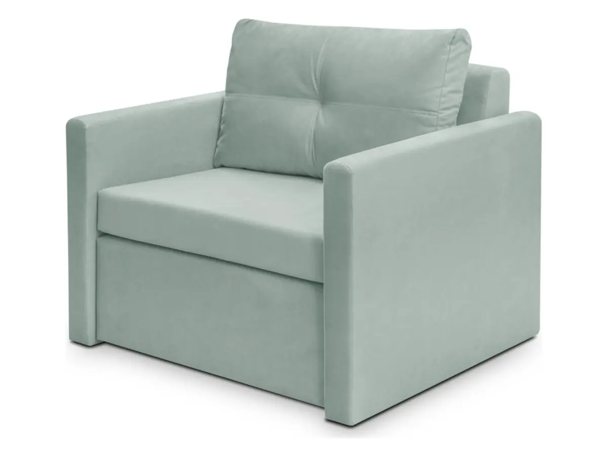 Sofá cama individual Bunio con arcón verde