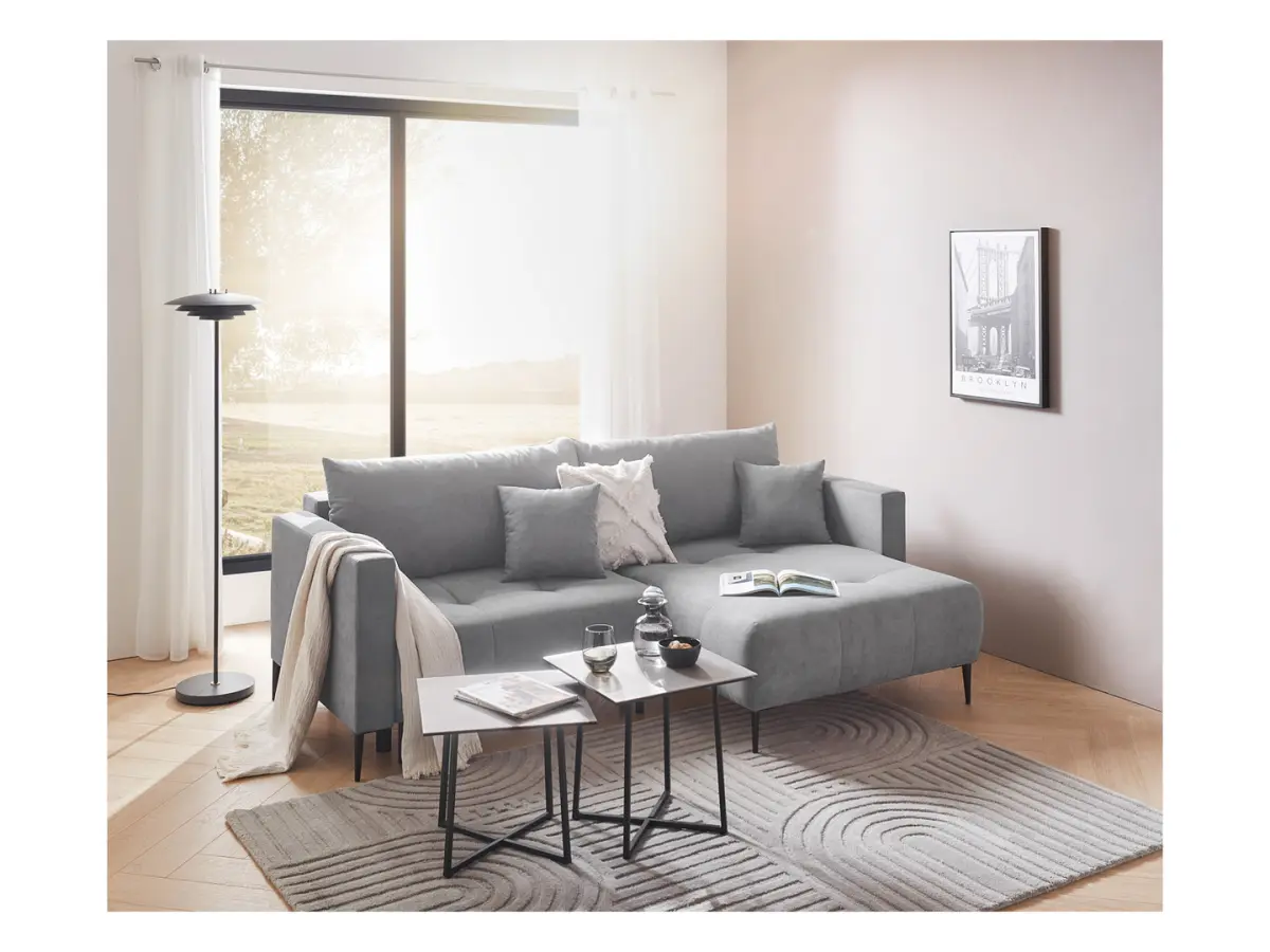 Універсальний кутовий диван Ponty розкладний з нішею сірий