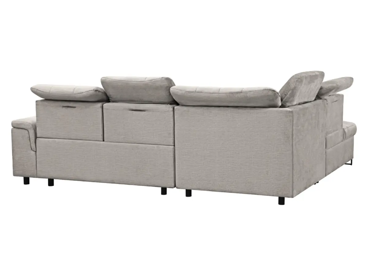 Sofá rinconera izquierdo Aragon extensible con reposacabezas y asiento ajustable beige