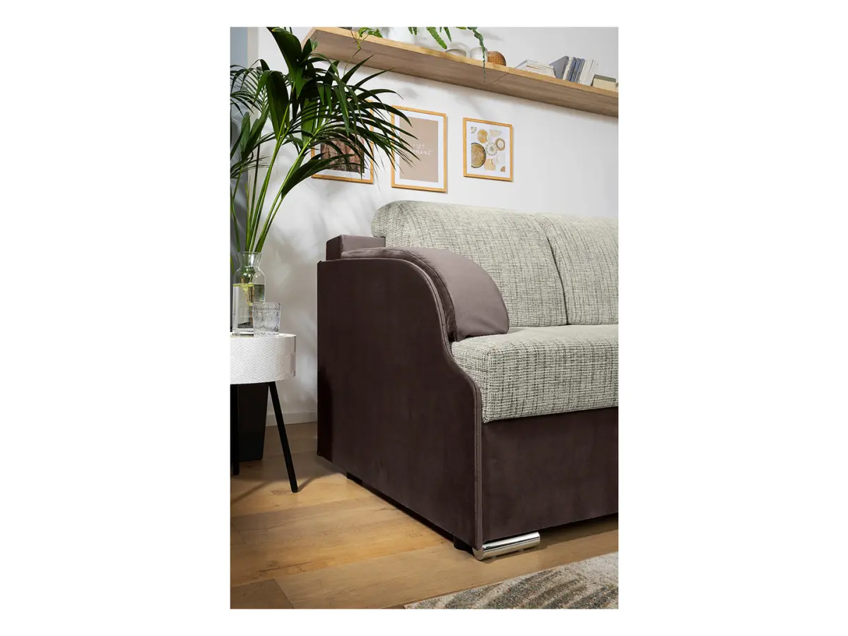 Sofá rinconera universal Merin con función de cama y 2 arcones marrón