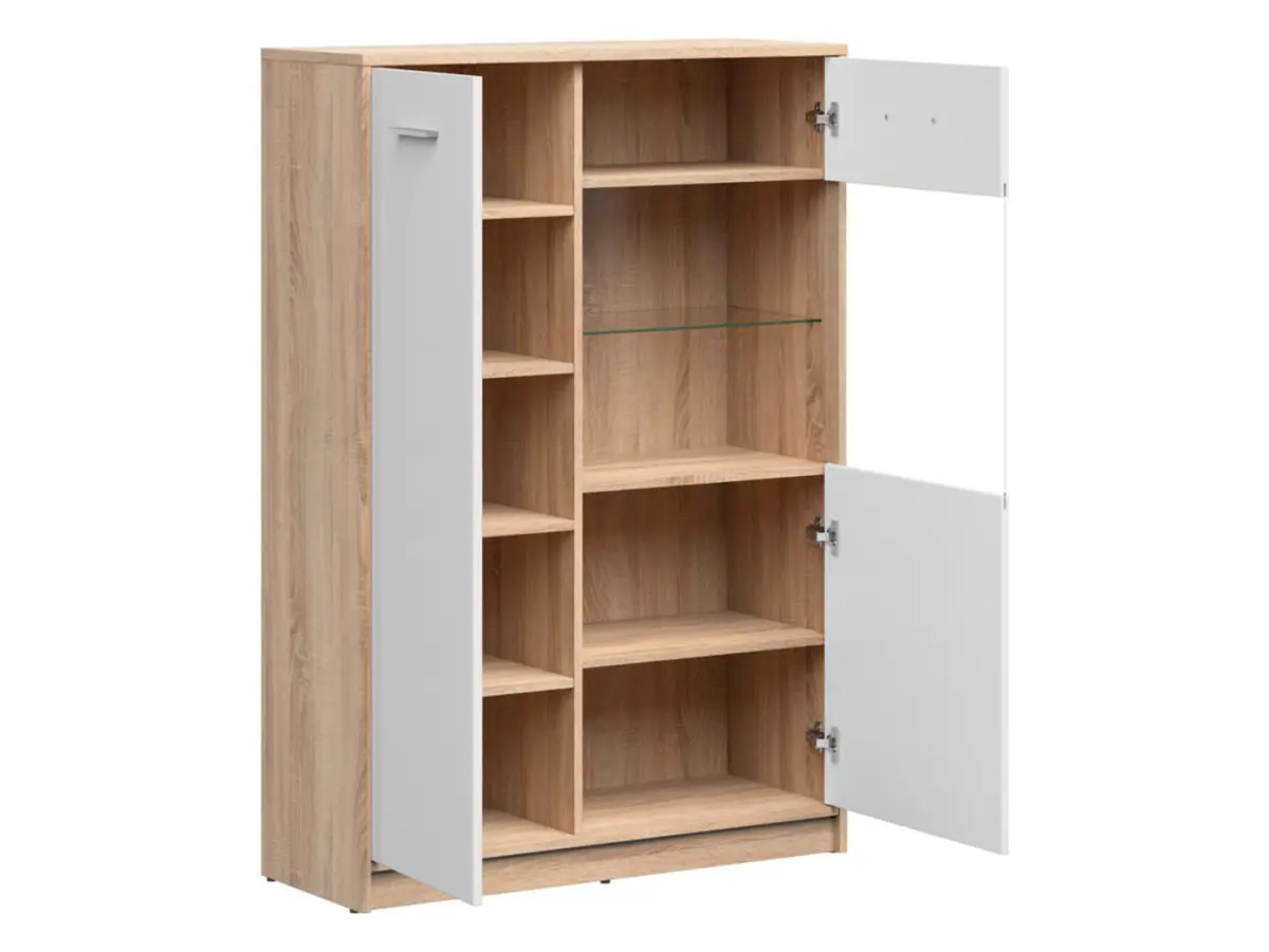 Vitrina Nepo Plus 90 cm con 2 puertas roble sonoma/blanco