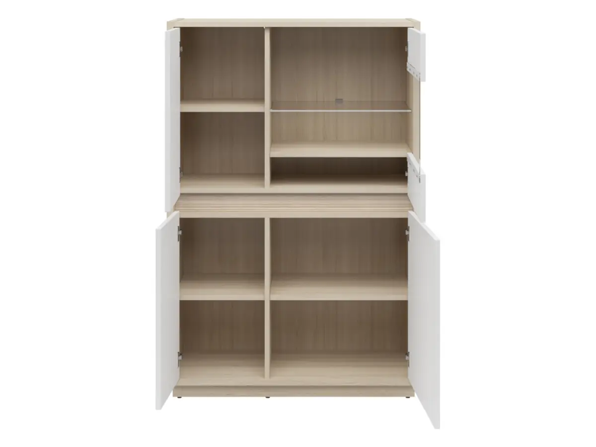 Vitrina Kim con 4 puertas roble riva claro/blanco