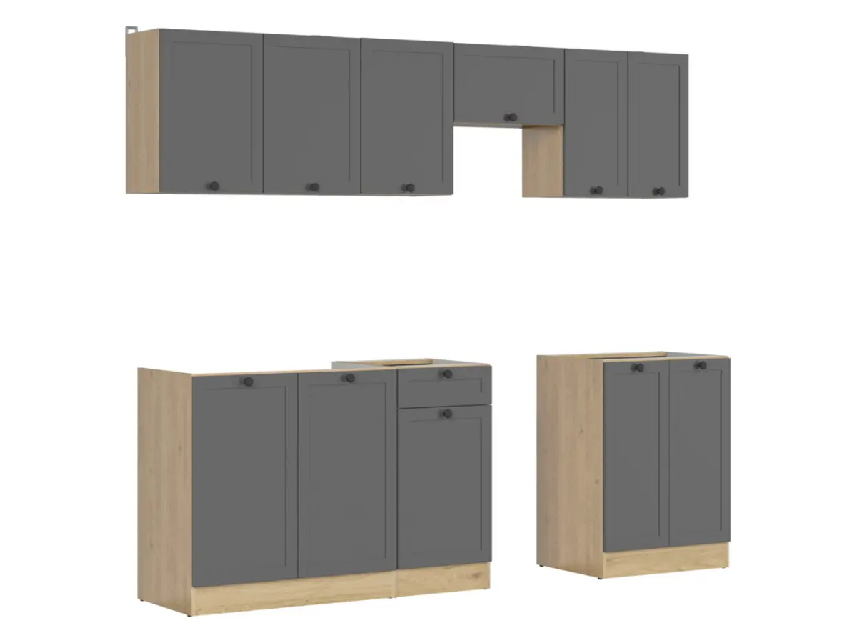 Conjunto de cocina Junona Line 230 cm grafito sin encimera