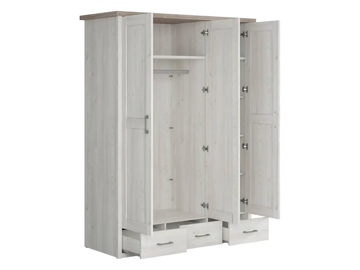 Armario de tres puertas Luca Juzi con espejo y cajones alerce sibiu claro