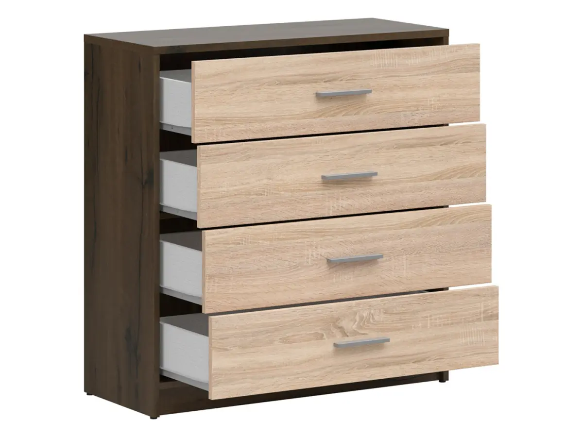Cómoda Nepo Plus 80 cm con 4 cajones roble noble/roble sonoma