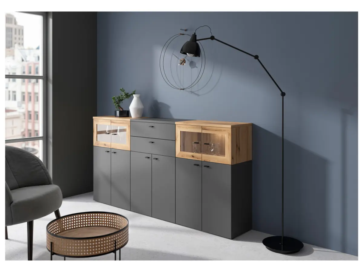 Vitrina System 64 con 2 puertas roble coast evoke