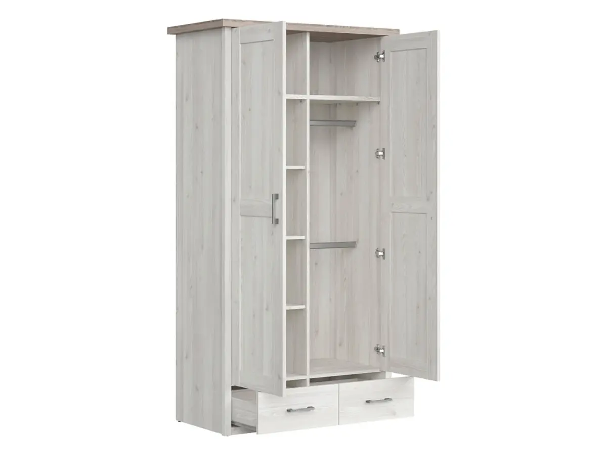 Armario de dos puertas Luca Baby con cajones alerce sibiu claro