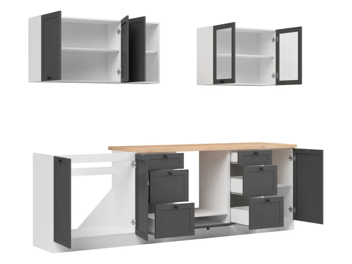 Conjunto de cocina Junona Line 260 cm grafito con encimera