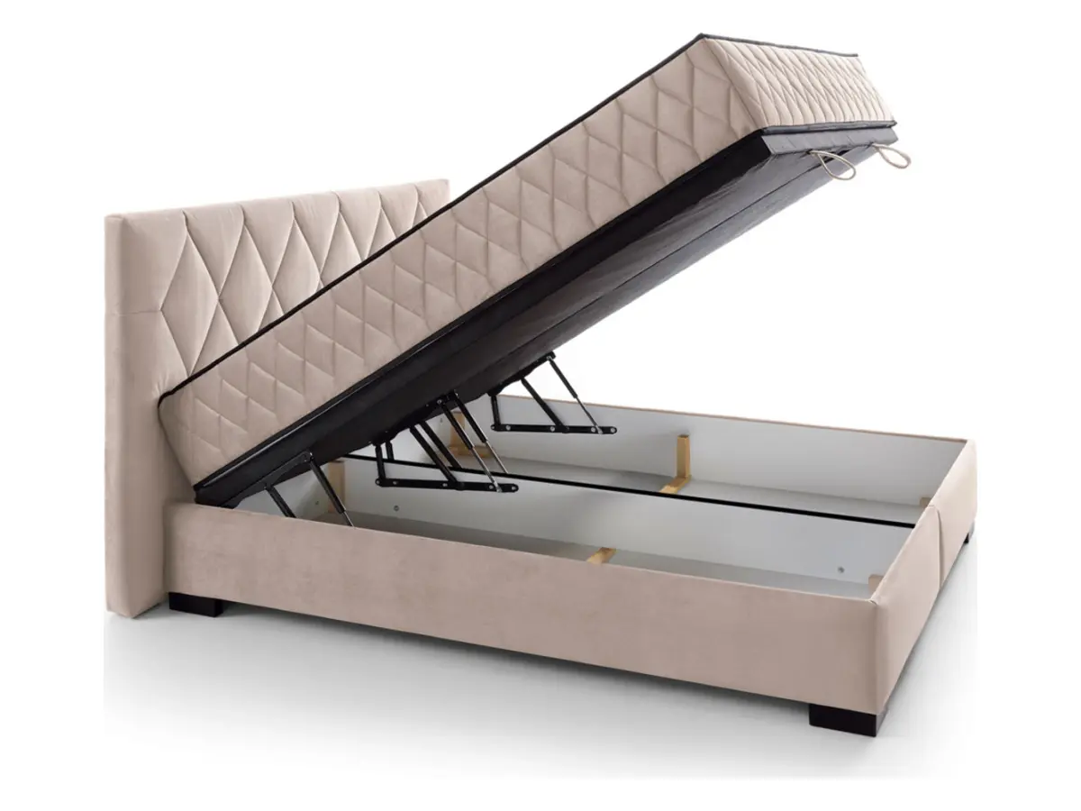 Cama continental Reve 180x200 con arcón beige