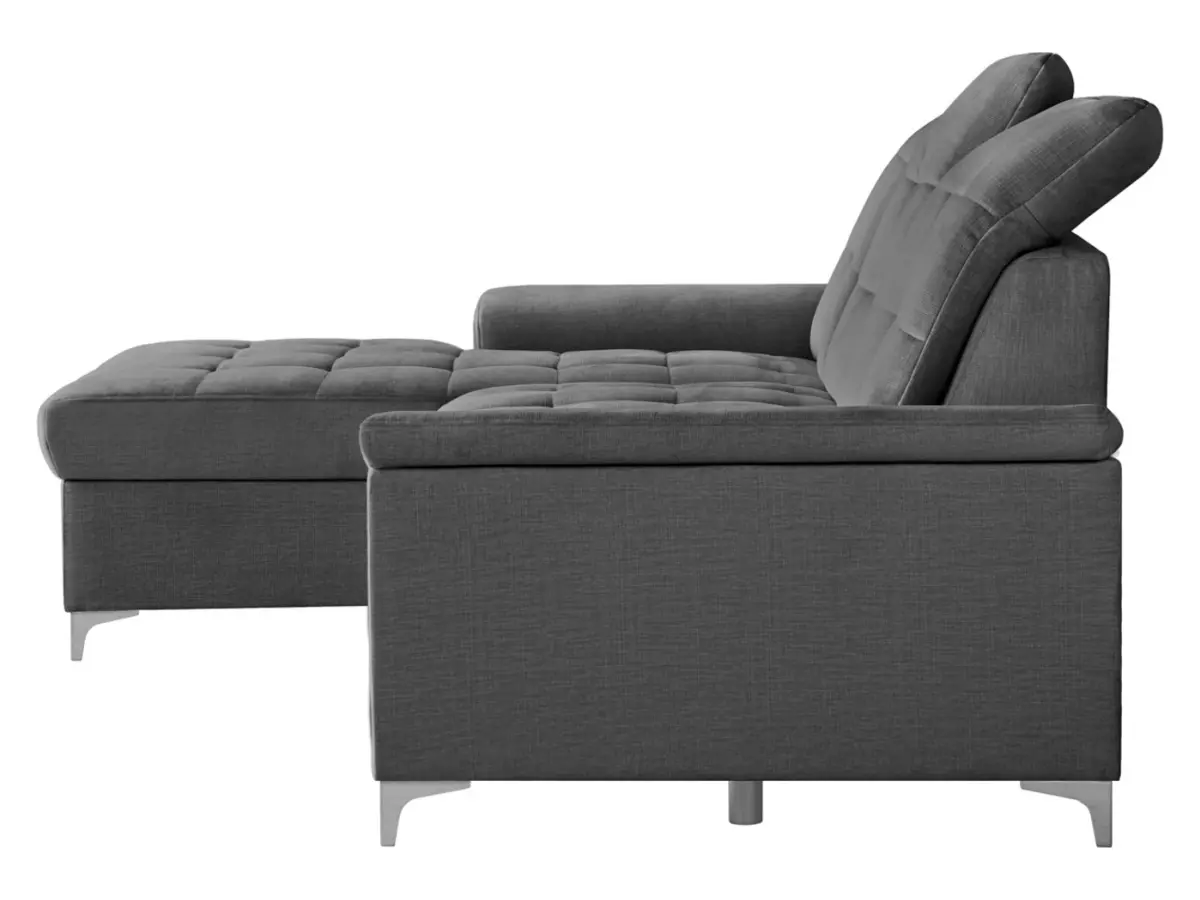 Sofá rinconera izquierdo Ariado plegable con arcón terciopelo gris