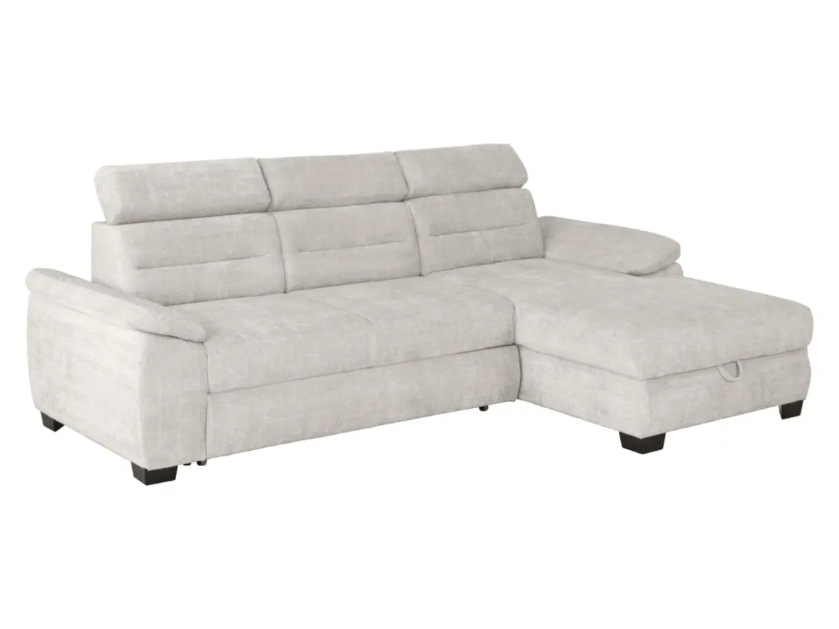 Sofá rinconera derecho Aguda convertible con arcón beige