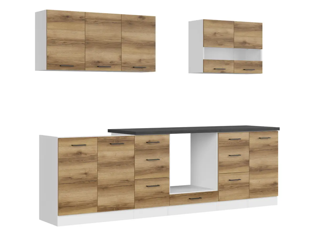 Кухонный комплект Junona Line 260 см дуб делано светлый со столешницей