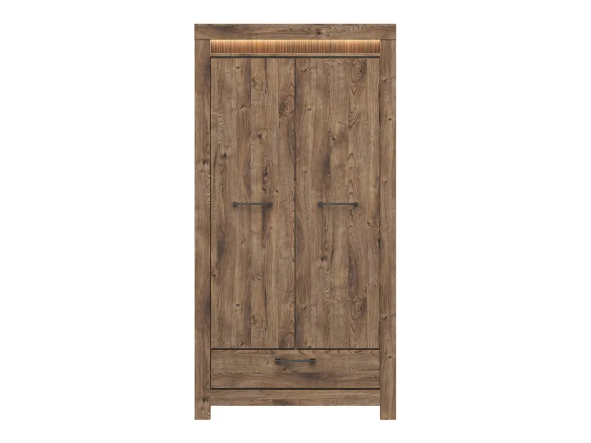 Armario de dos puertas Torin 102 cm con cajón roble ribbeck marrón