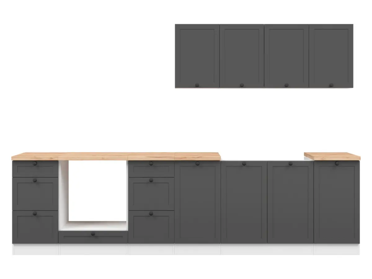 Conjunto de cocina Junona Line 300 cm grafito con encimera