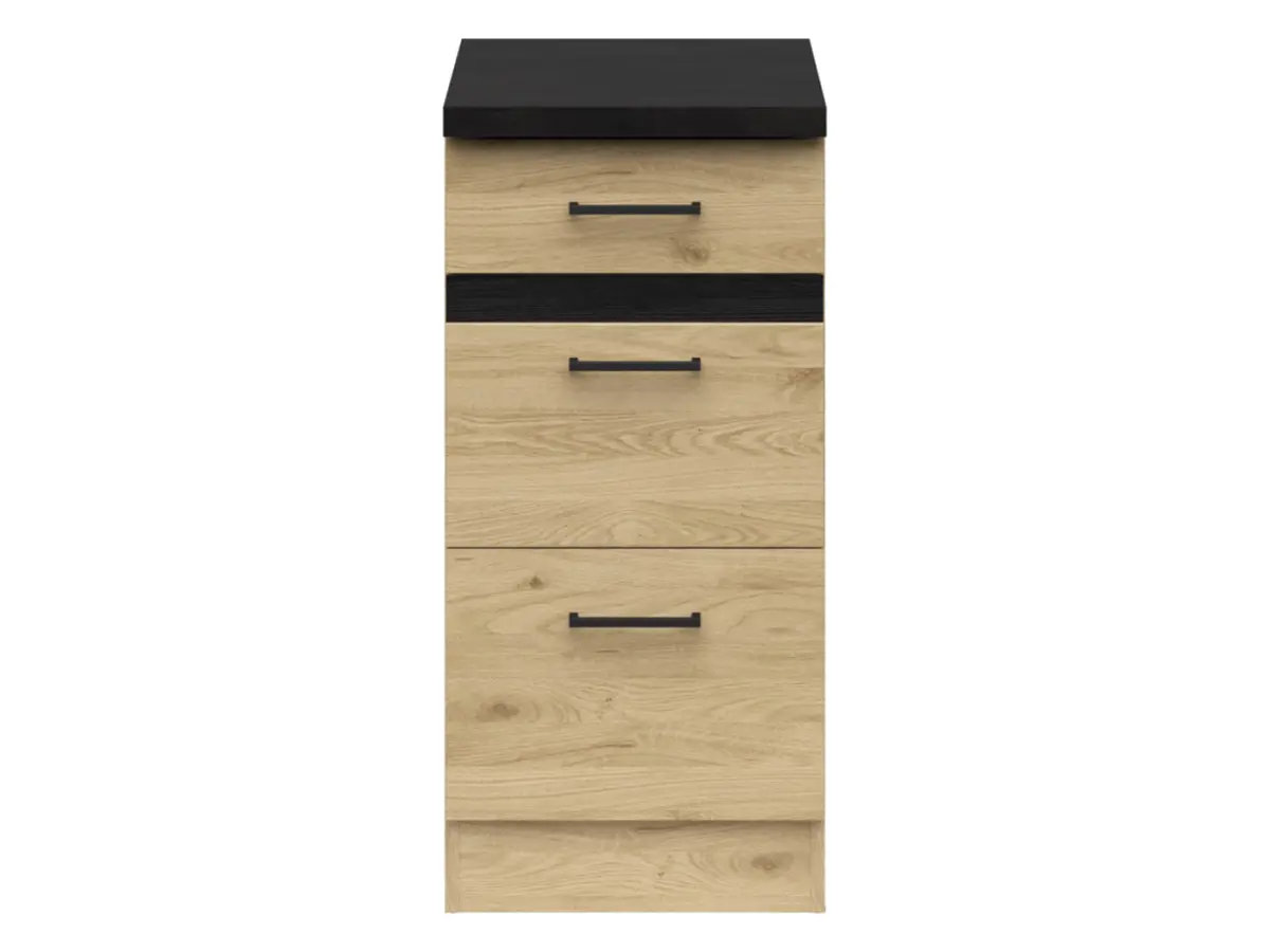 Armario de cocina inferior Junona Line 40 cm con cajones roble bernstein con encimera