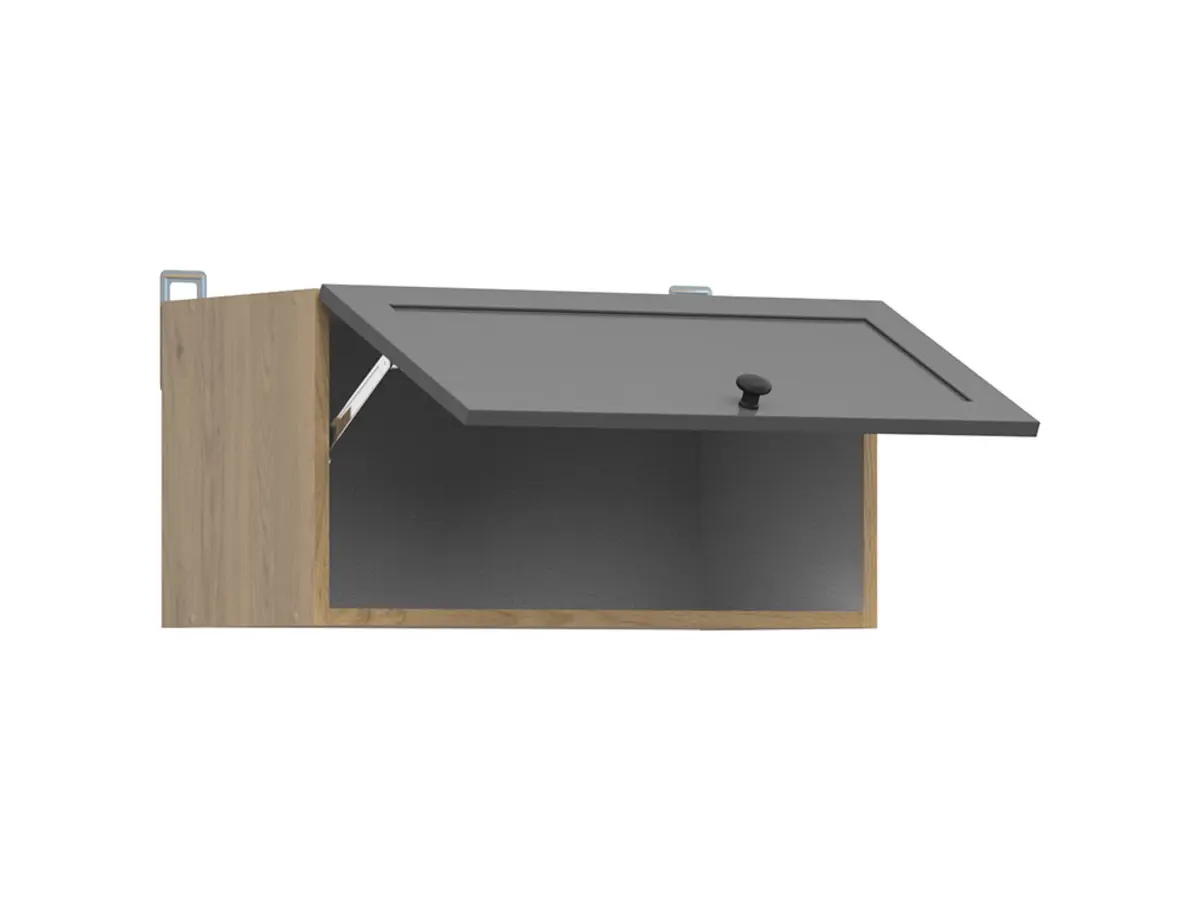 Armario de cocina superior Junona Line 60 cm sobre campana roble bernstein/grafito