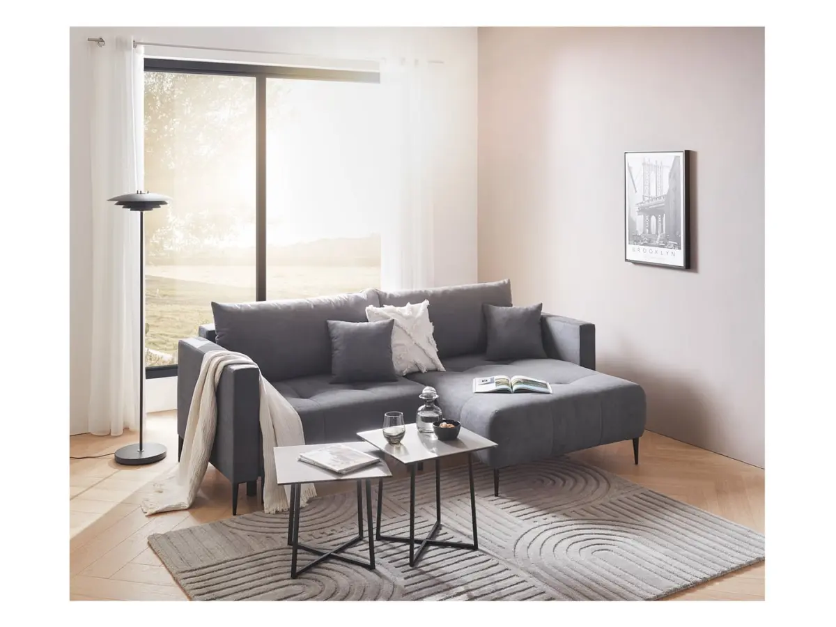 Універсальний кутовий диван Ponty розкладний з нішею для білизни темно-сірий