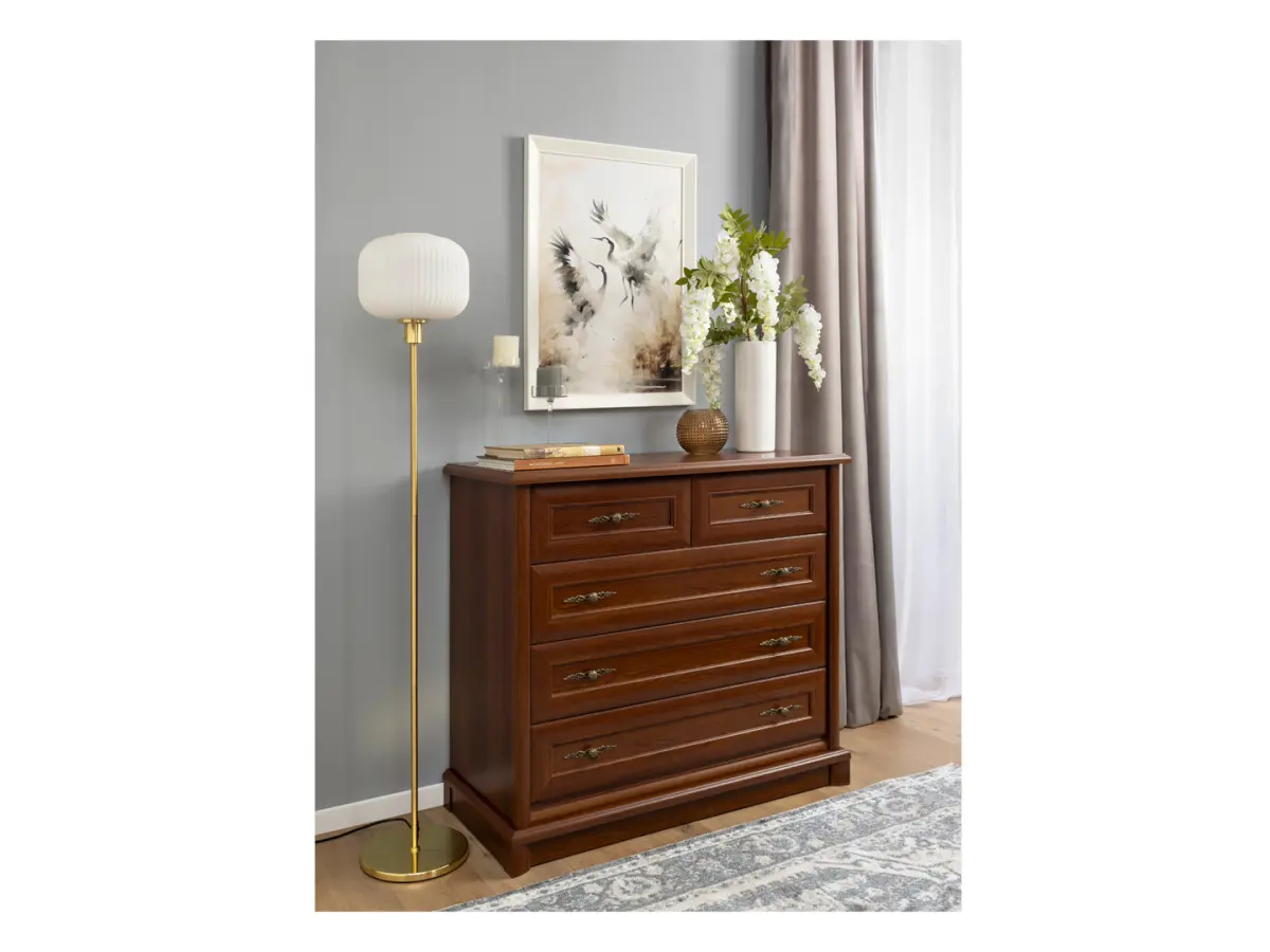 Cómoda Kent 101 cm con 5 cajones castaño