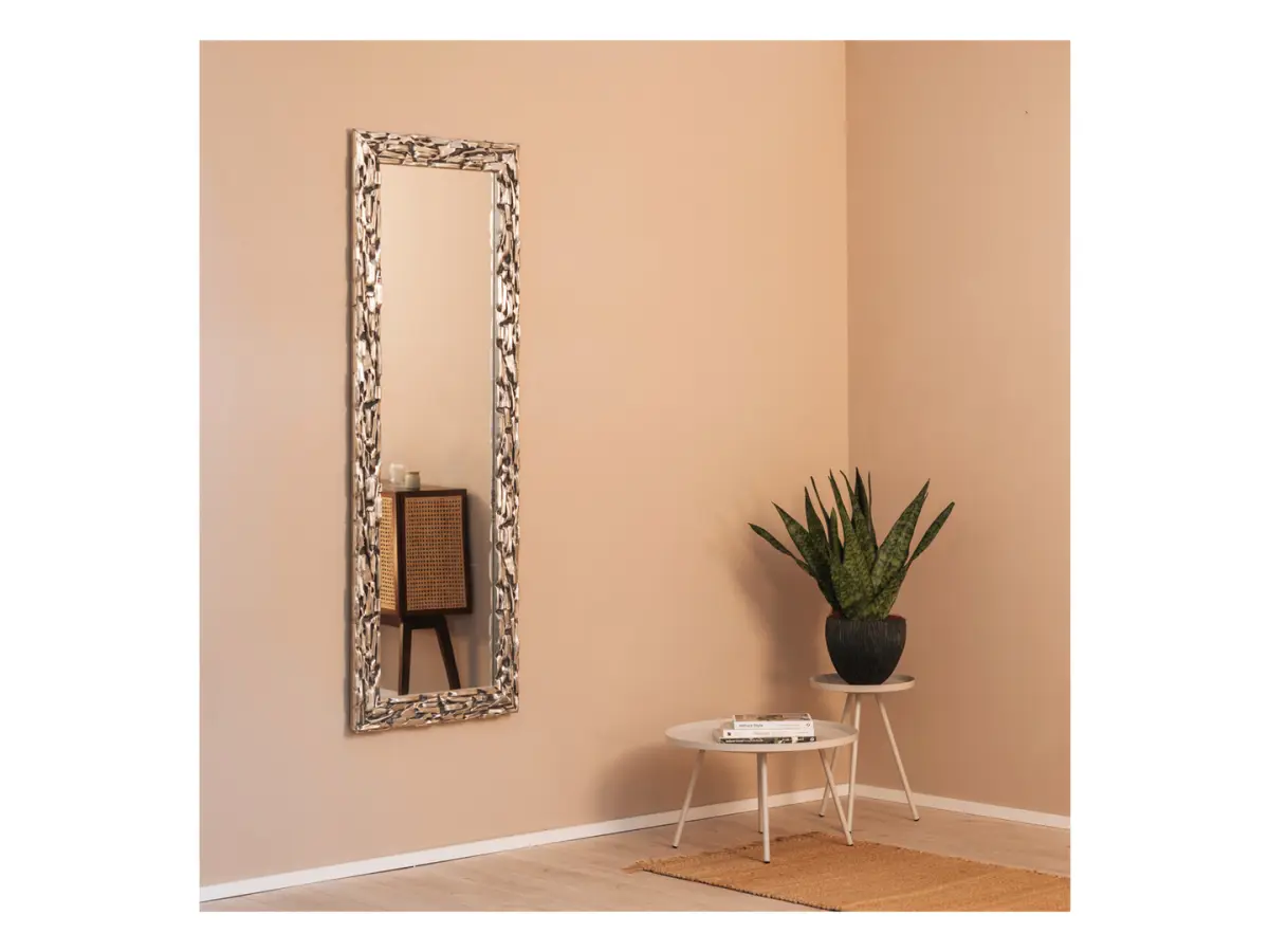 Espejo de pared con marco Monza 95x195 cm plateado